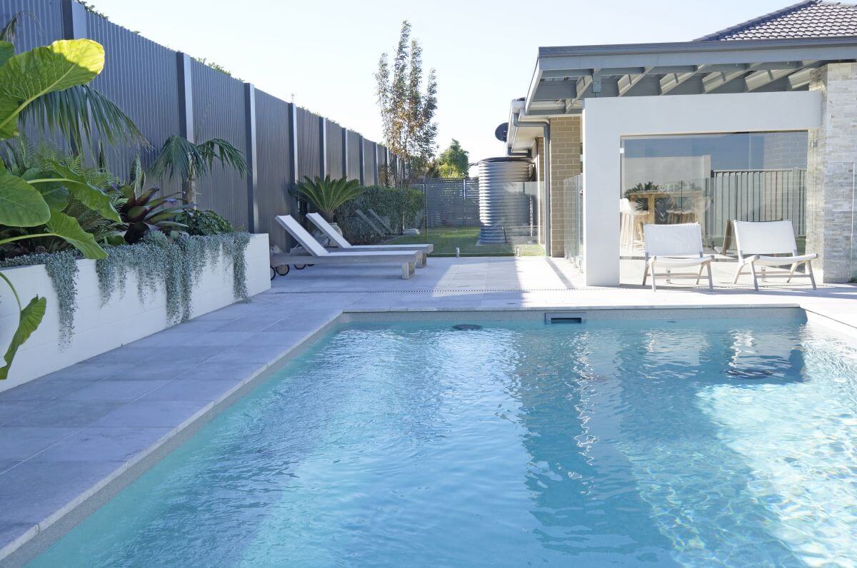 7.3m Sanctuary in colour Quartz. Pool installed by Compass Pools Newcastle. Compass Pools Australia Sanctuary 7.3m Quartz Compass Pools Newcastle
