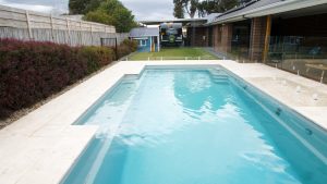 Vogue 9 4 fibreglass pool installation in Doreen VIC - view towards the street