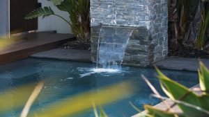 X Trainer 7 2 fibreglass pool installation in Geelong VIC - the water wall feature