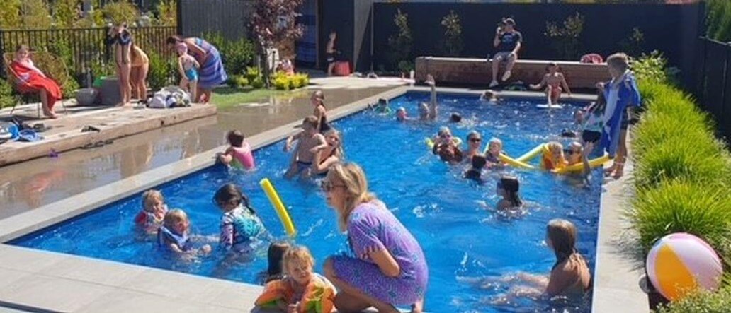 X Trainer 10.2m in colour Pacific. Installed by Compass Pools Christchurch. Compass Pools Australia X Trainer 10.2m Pacific