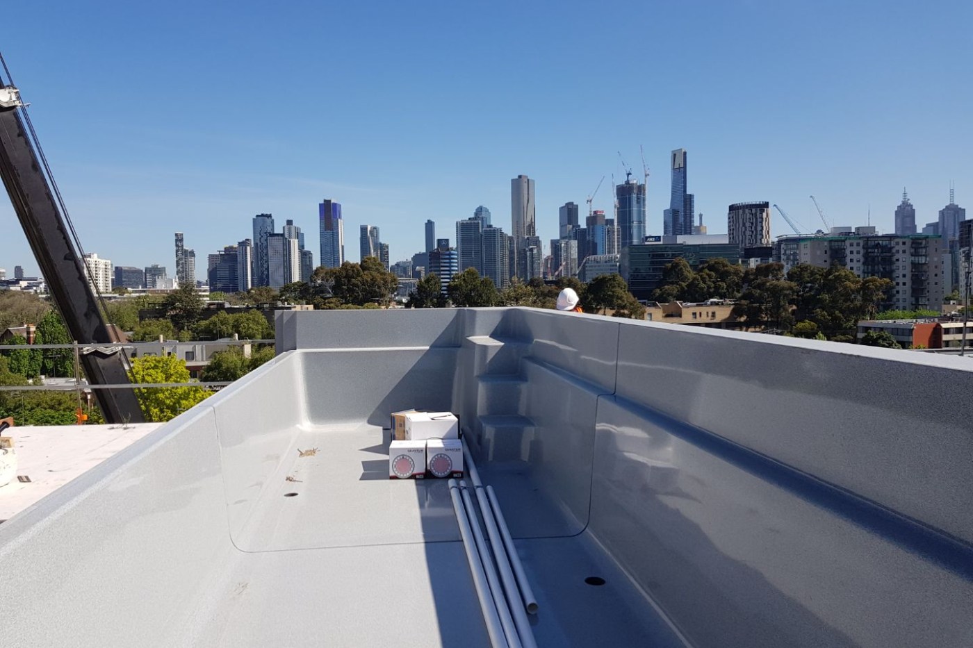 Compass Pools Melbourne 8m custom Fastlane glass wall pool South Melbourne Construction photo Compass Pools Melbourne 8m custom Fastlane glass wall pool South Melbourne Construction photo