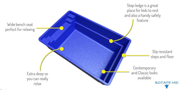 Compass Pools Australia Plunge Fibreglass Pool 3D Representation